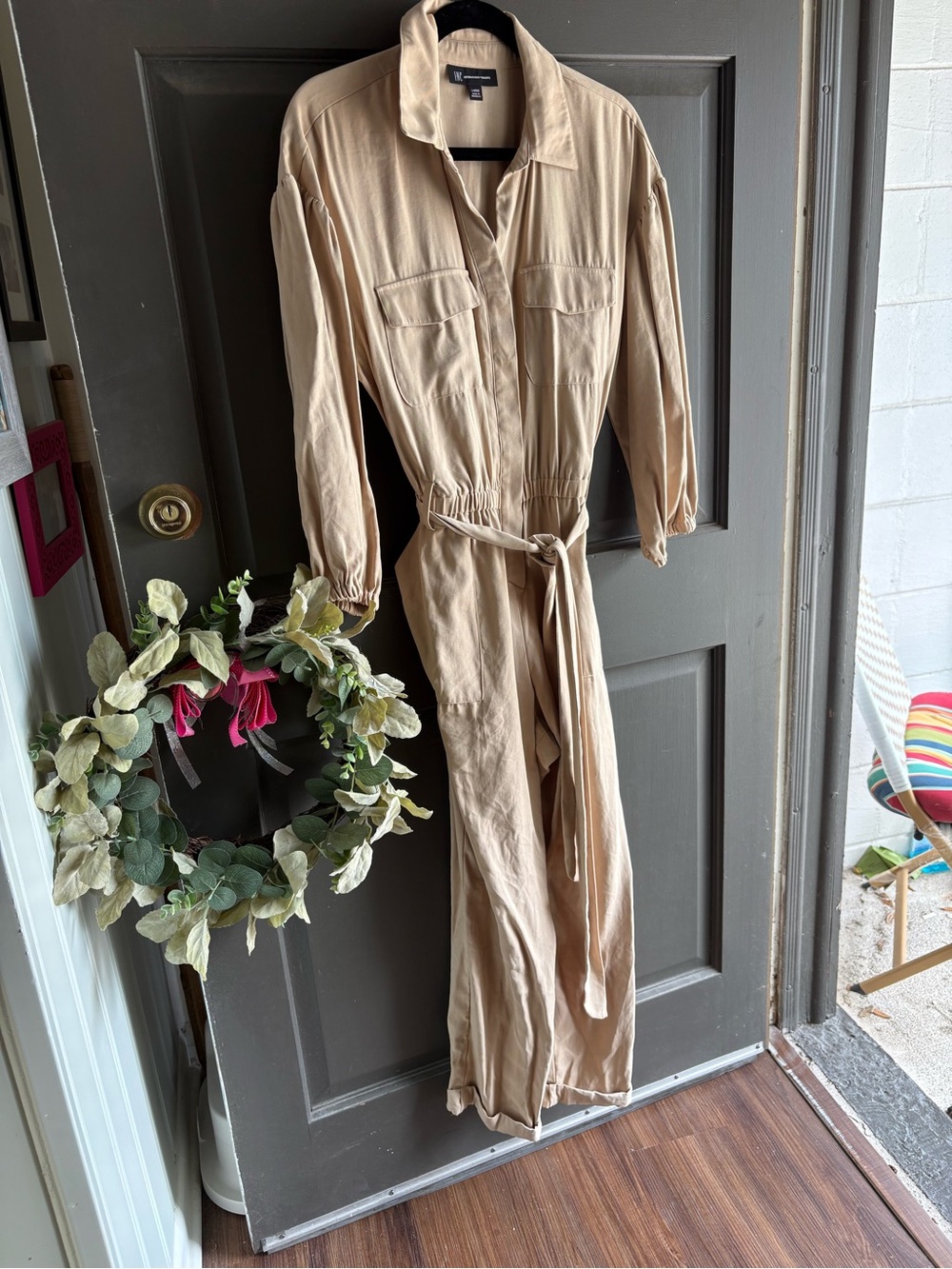Beige Utility Jumpsuit